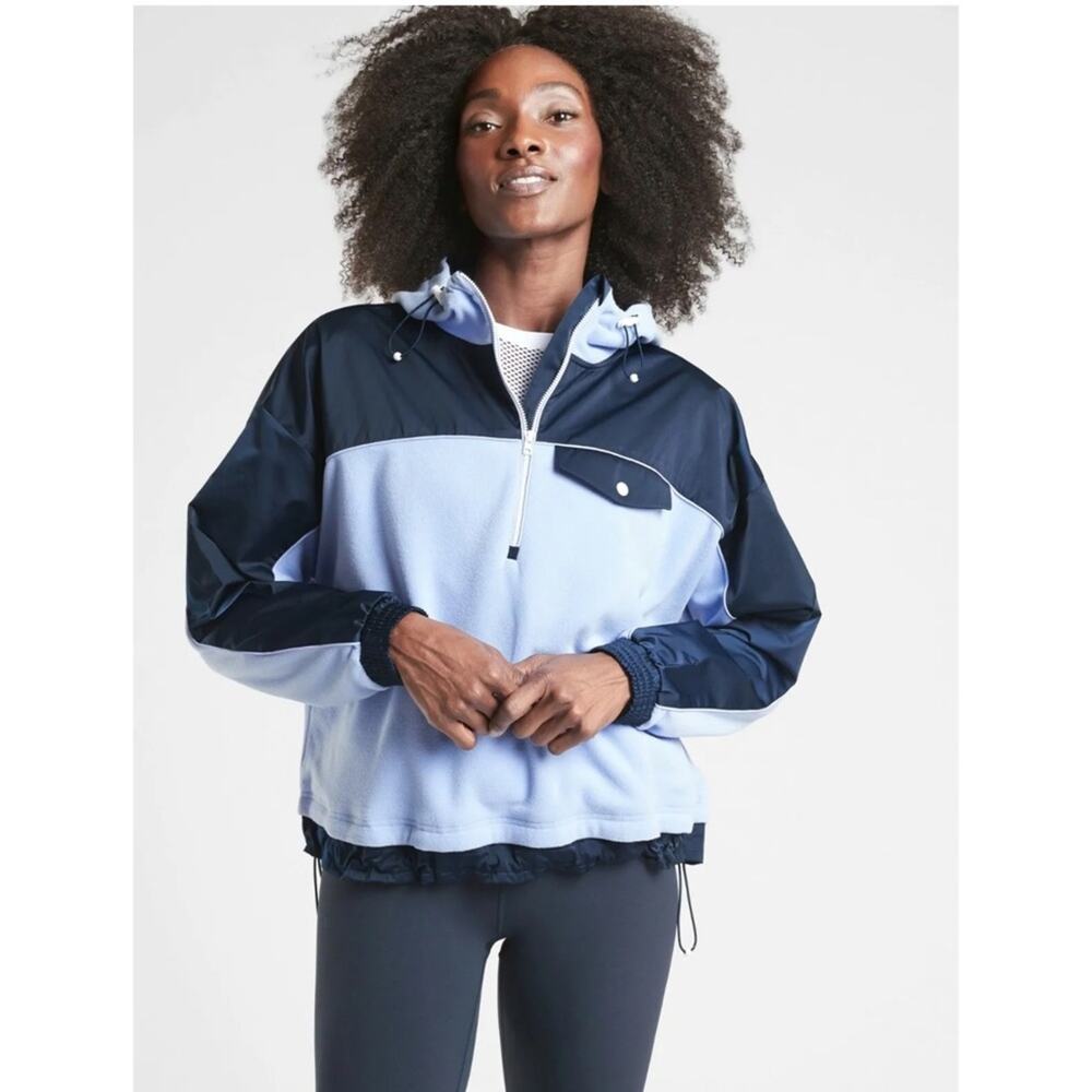 ATHLETA Zion Micro Fleece Half Zip Hooded Pullover Sz S EUC